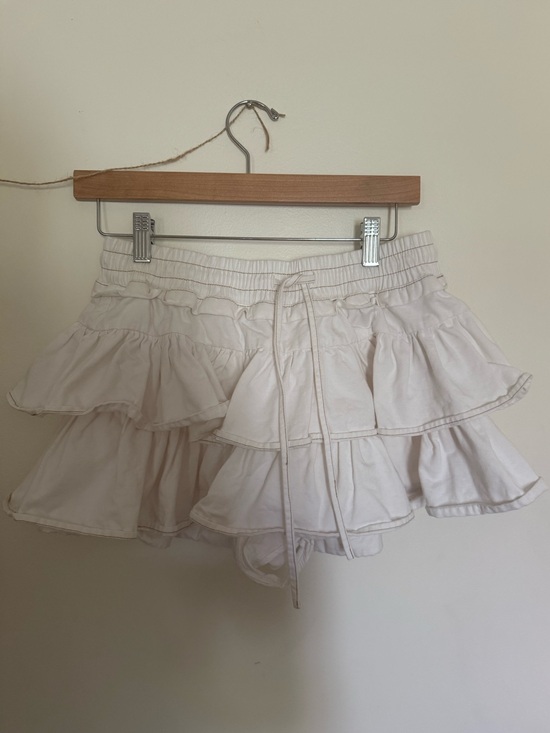 Day + Moon Pants - Day + Moon White Denim Ruffle Skort